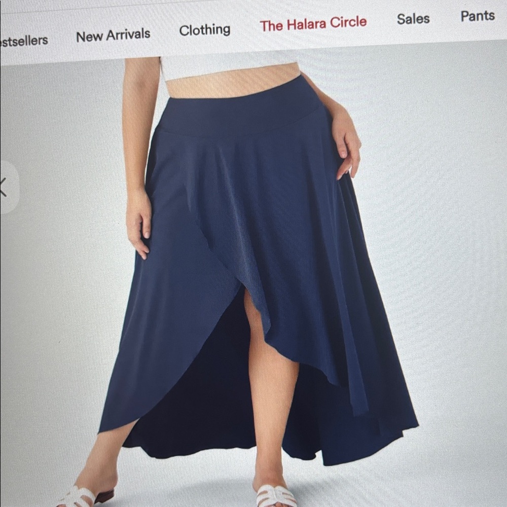 Halara Breezeful high waisted high low ruffle 2-in-1 flowy midi skirt